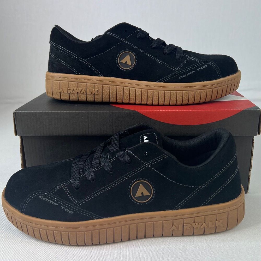 Airwalk Safety Womens Camino Composite Toe Eh Work Shoe Black Gum Sz 8.5 Wide